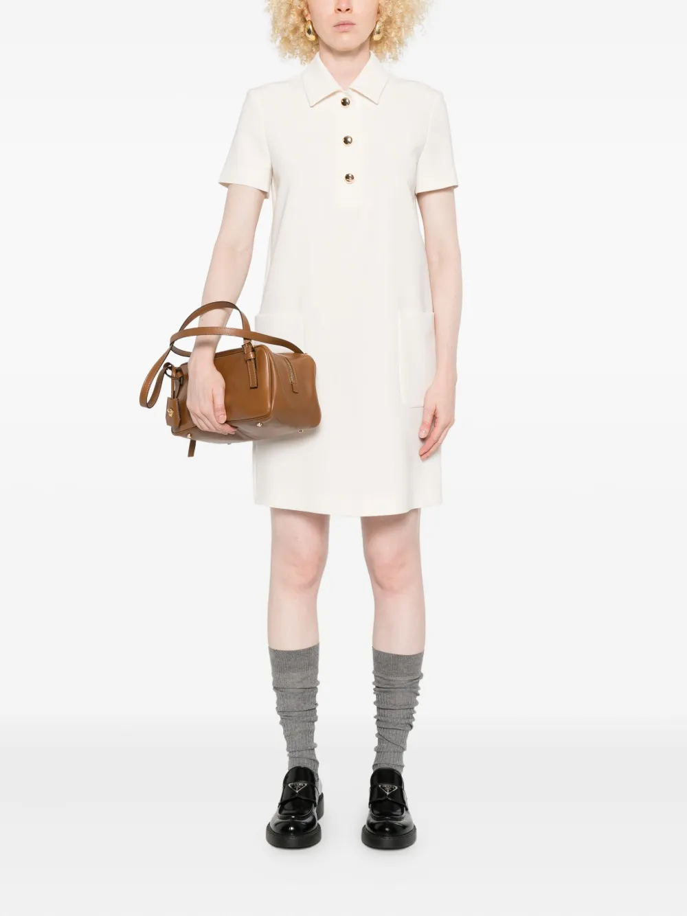 Max Mara gold-button polo dress Beige