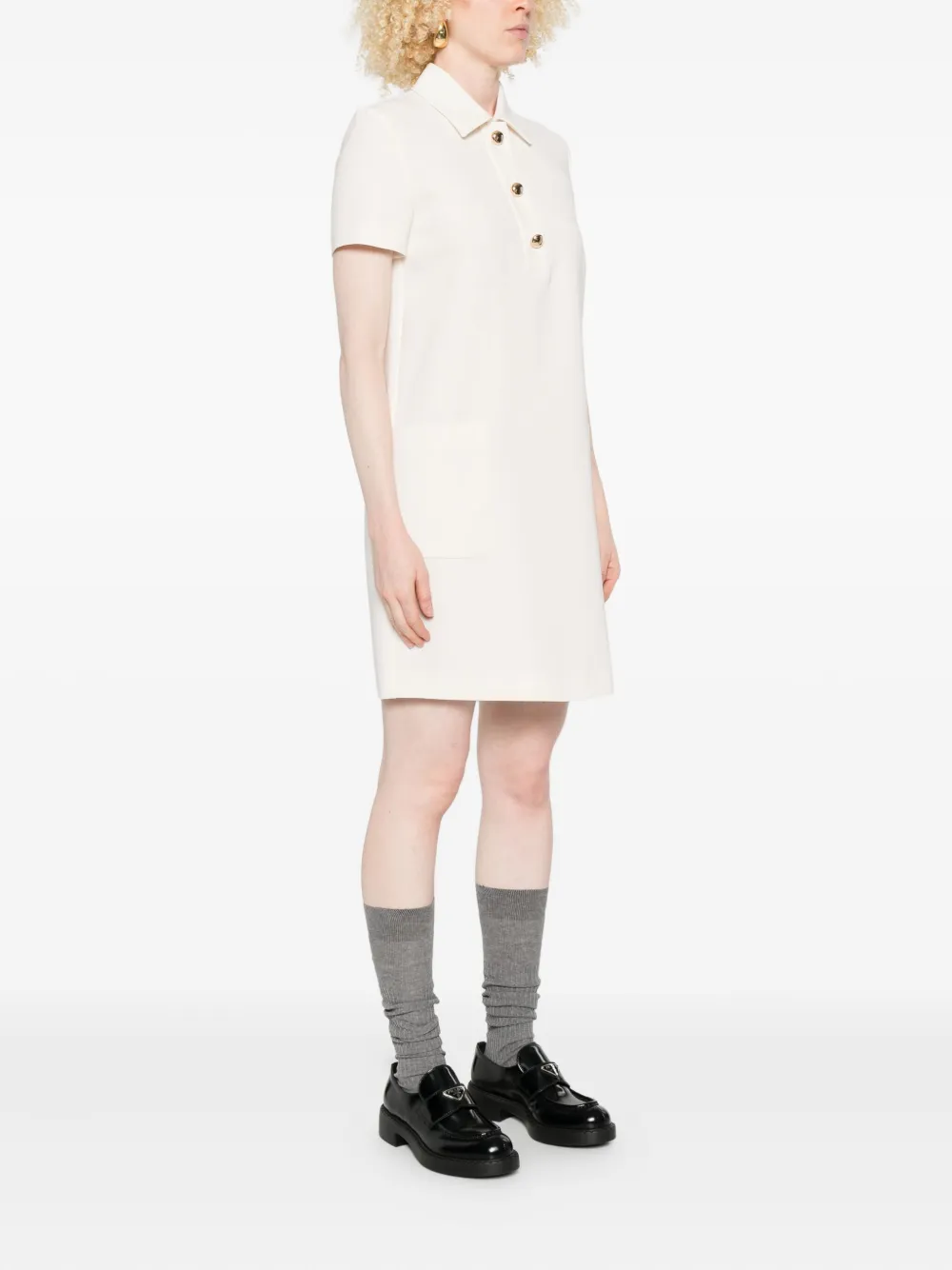 Max Mara gold-button polo dress Beige