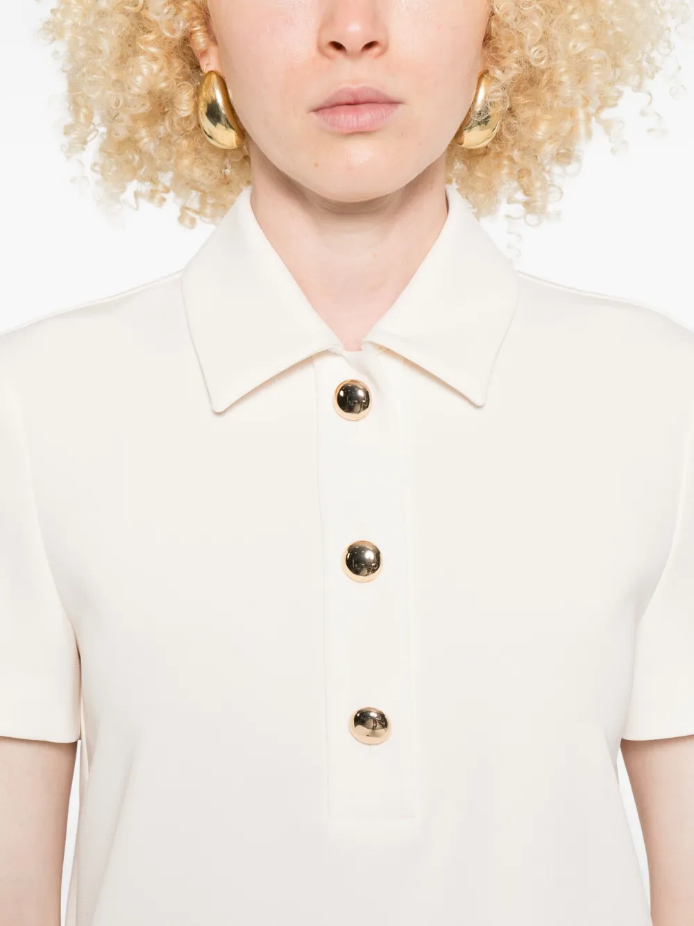 Max Mara gold-button polo dress Beige