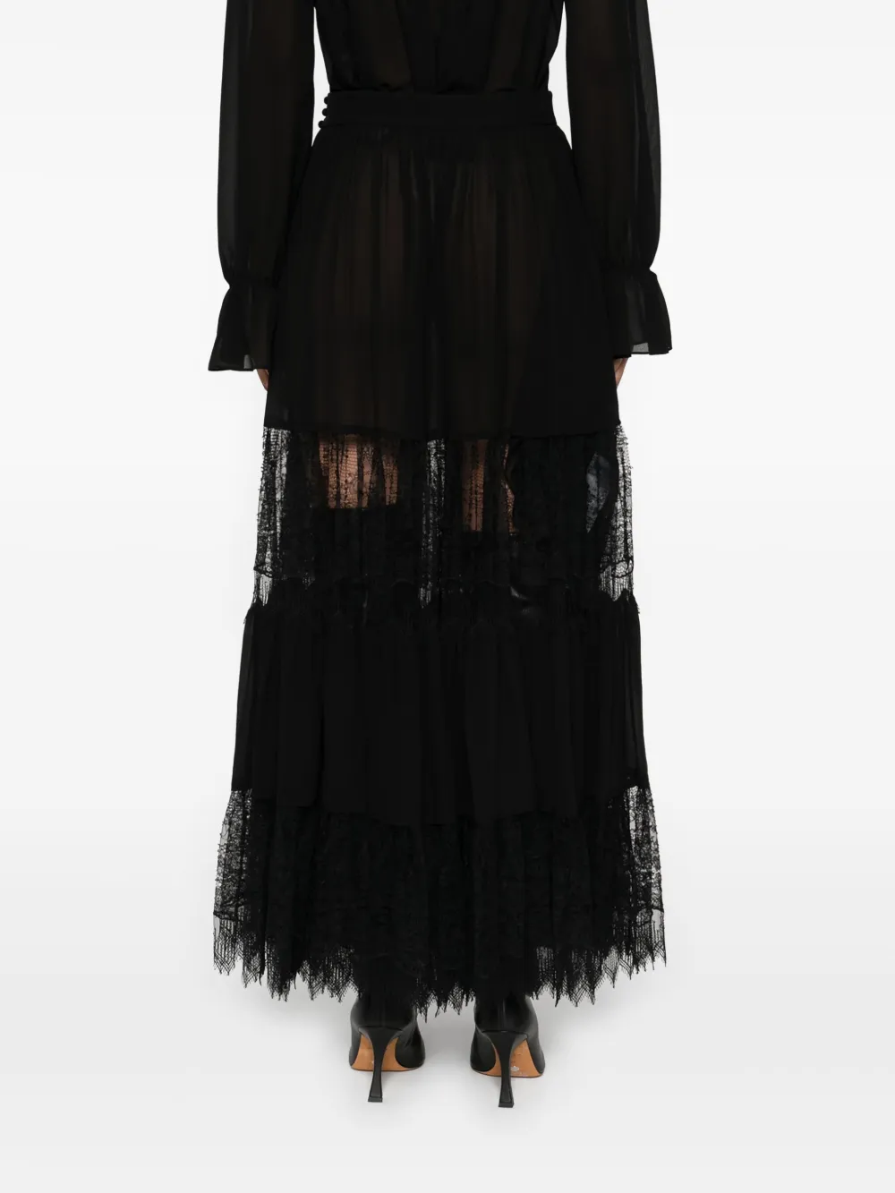 Chloé Maxi-rok met afwerking van kant Zwart