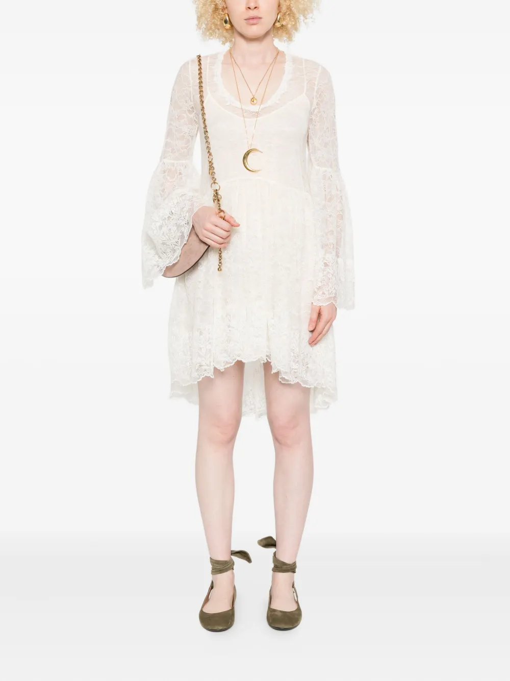 Chloé Mini-jurk met klokmouwen - Beige