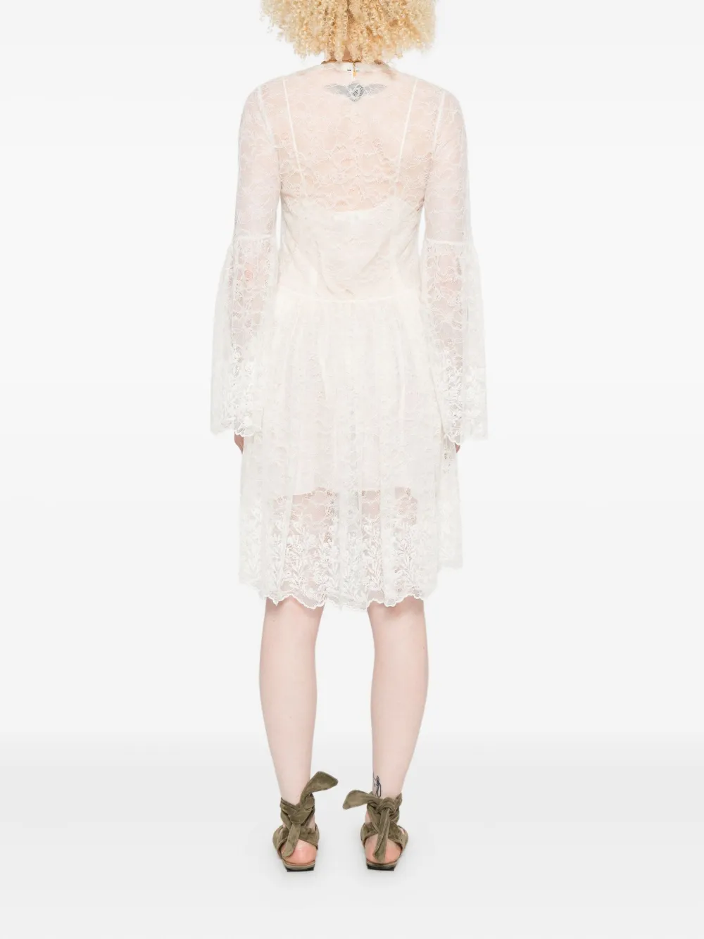 Chloé Mini-jurk met klokmouwen Beige