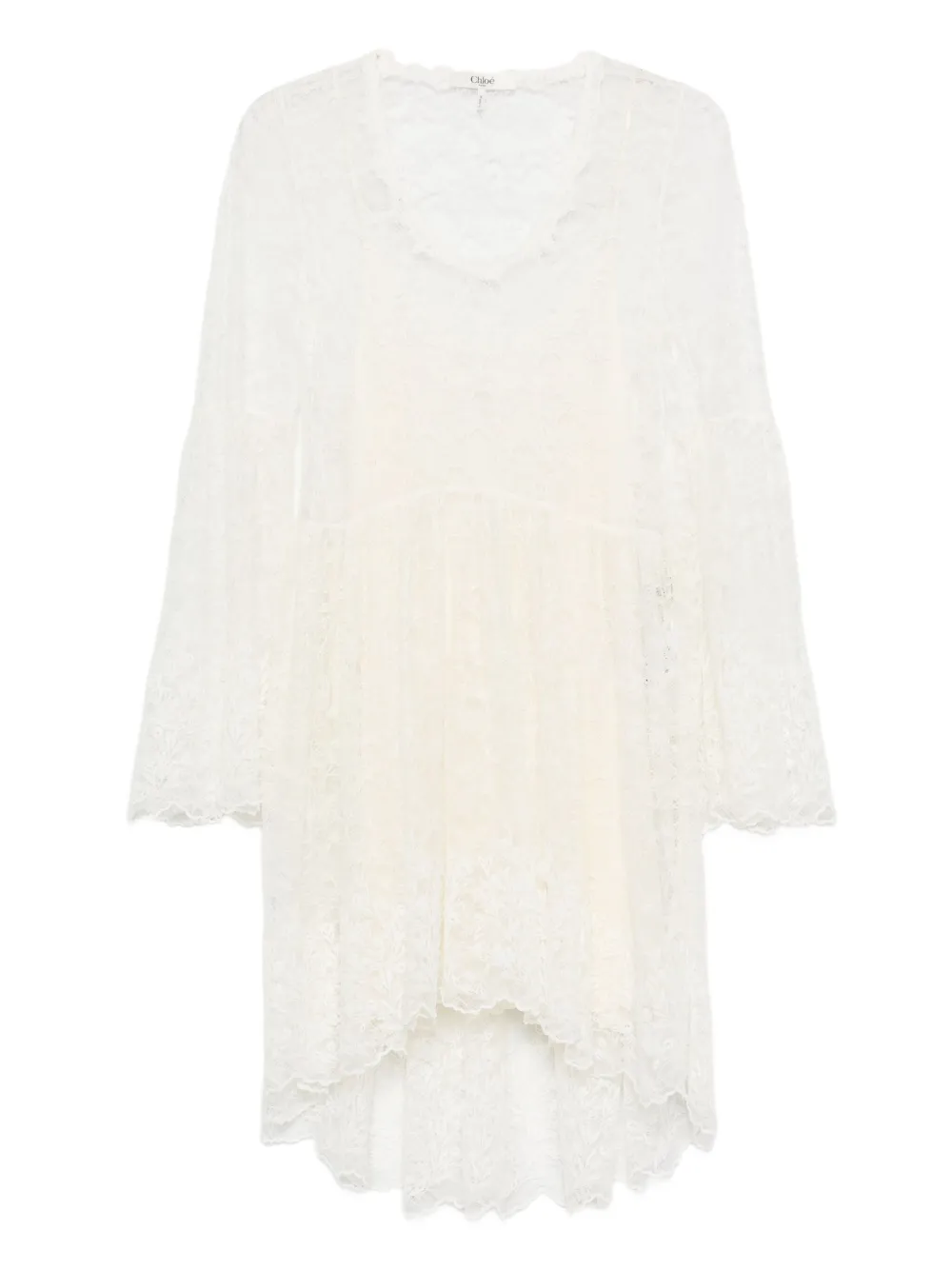 Chloé Mini-jurk met klokmouwen Beige