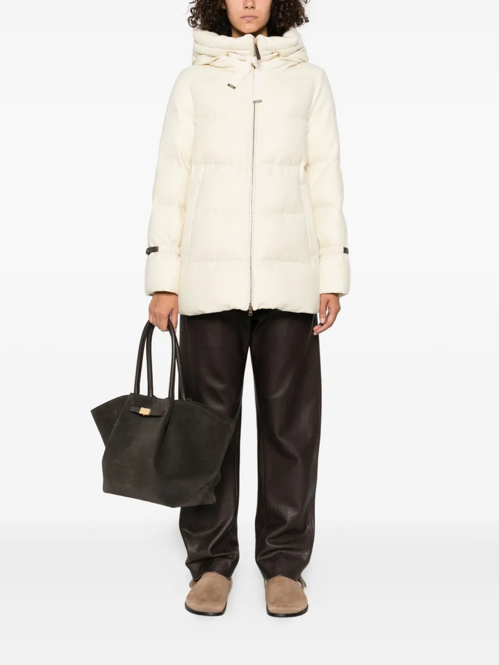Herno hooded quilted jacket Beige