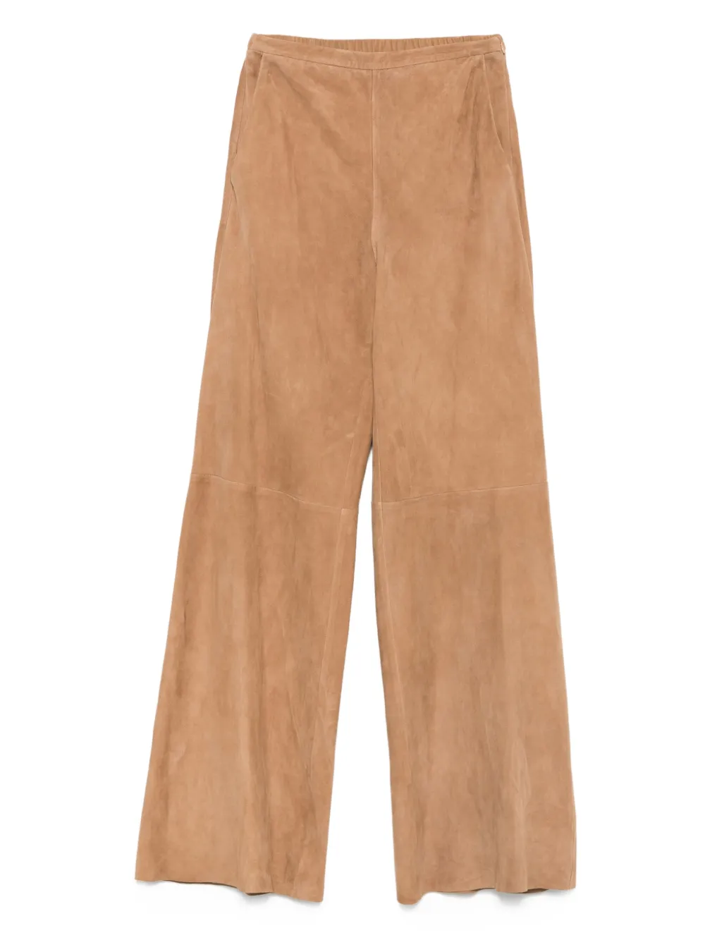 suede wide-leg straight trousers