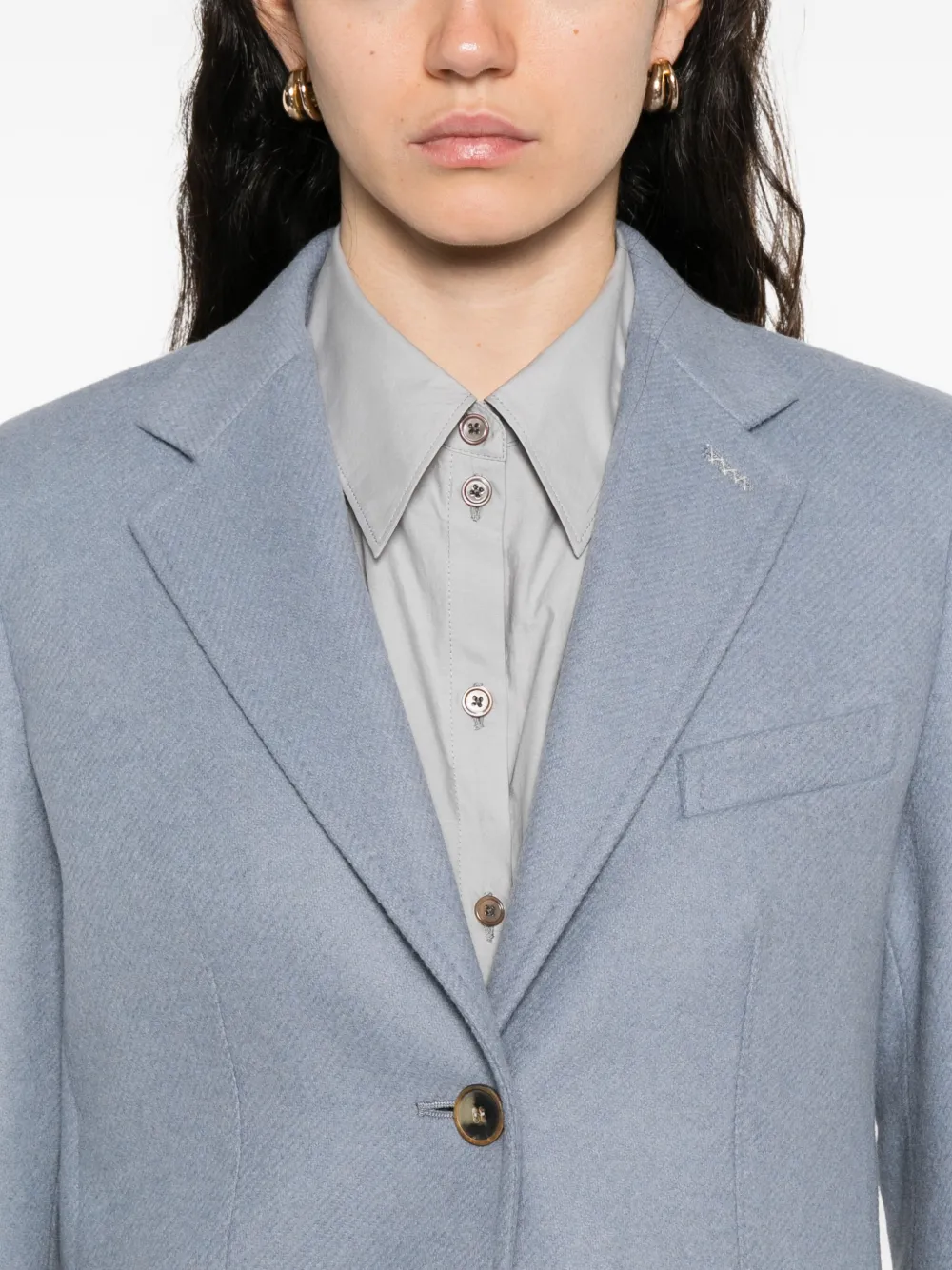 Max Mara Blazer met enkele rij knopen Blauw
