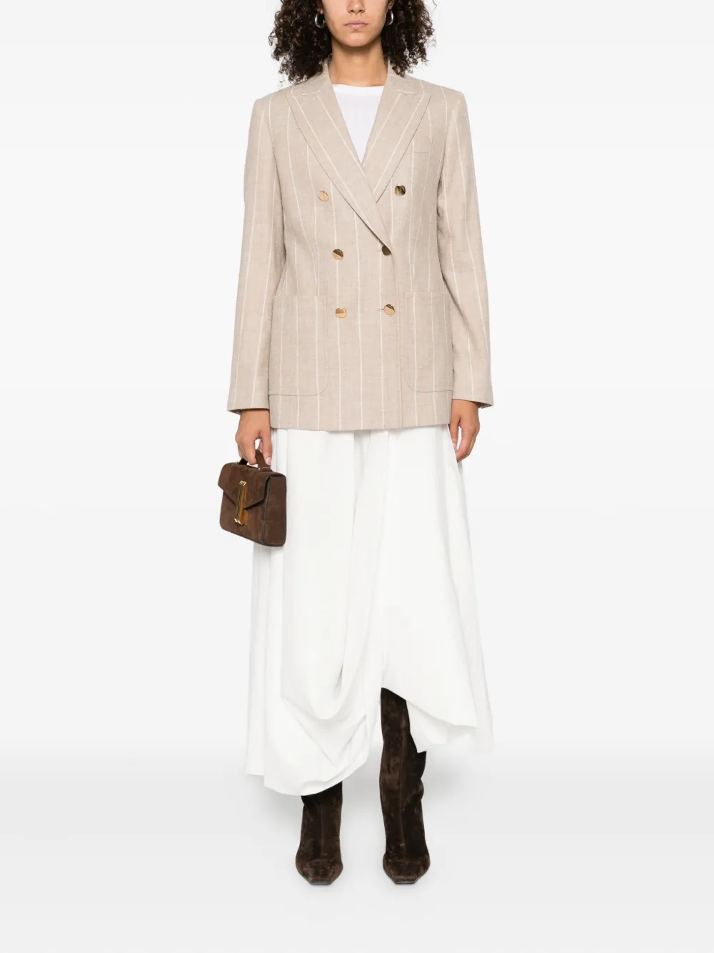 Max Mara Blazer met dubbele rij knopen Beige