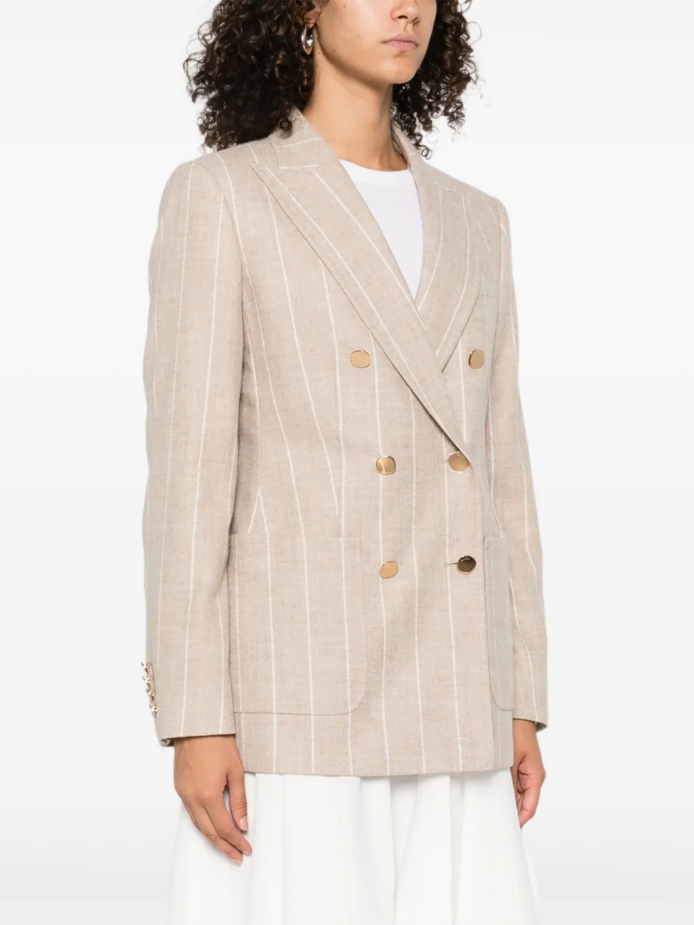 Max Mara Blazer met dubbele rij knopen Beige