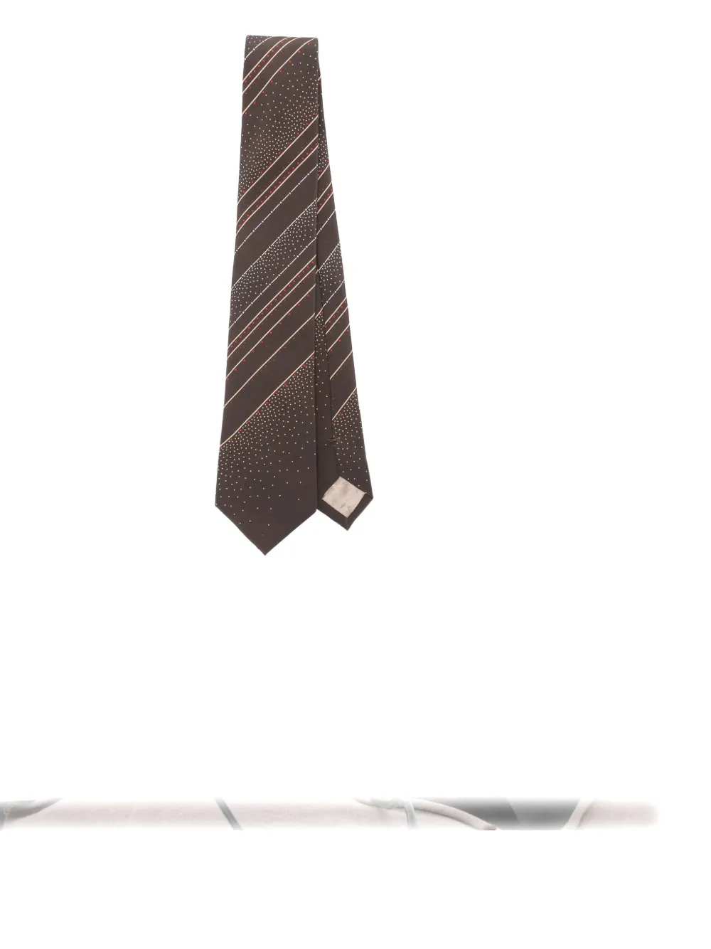 Emporio Armani Stripe-pattern Dotted Silk Tie In Brown