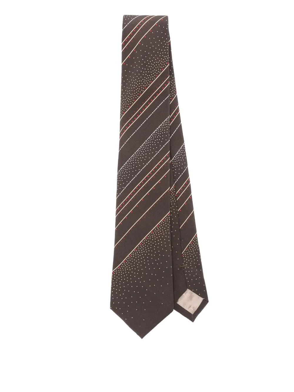 Emporio Armani stripe-pattern dotted silk tie Bruin