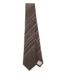 Emporio Armani stripe-pattern dotted silk tie - Brown