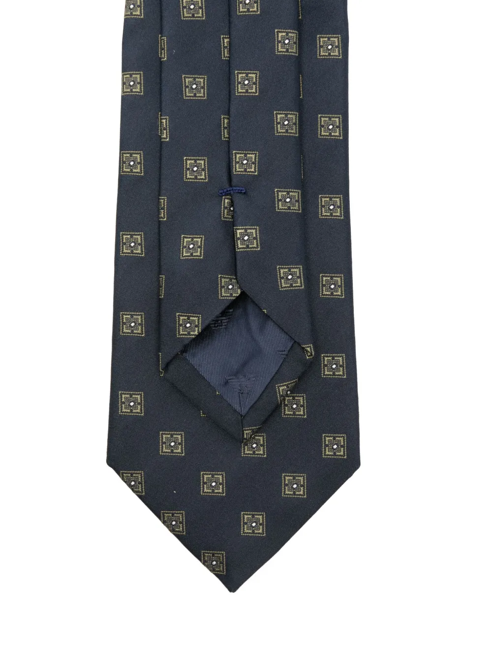 Emporio Armani geometric-pattern silk tie Blauw
