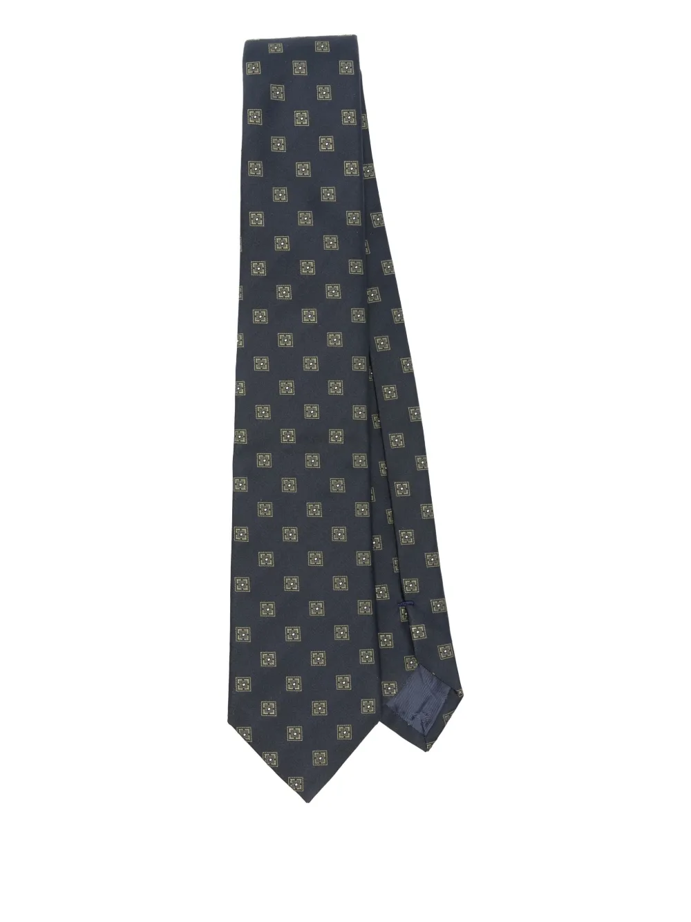 Emporio Armani geometric-pattern silk tie Blauw