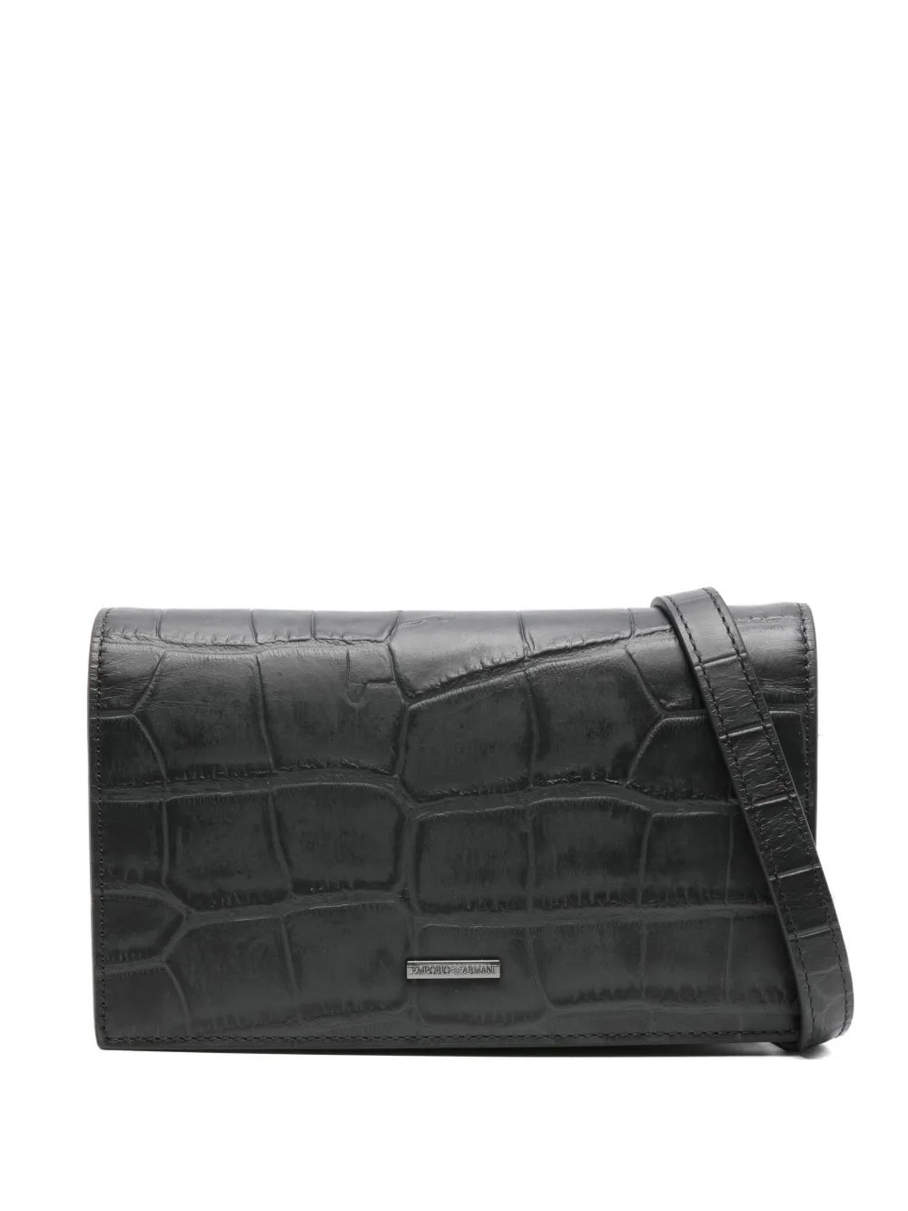 Emporio Armani crocodile-embossed leather clutch Zwart