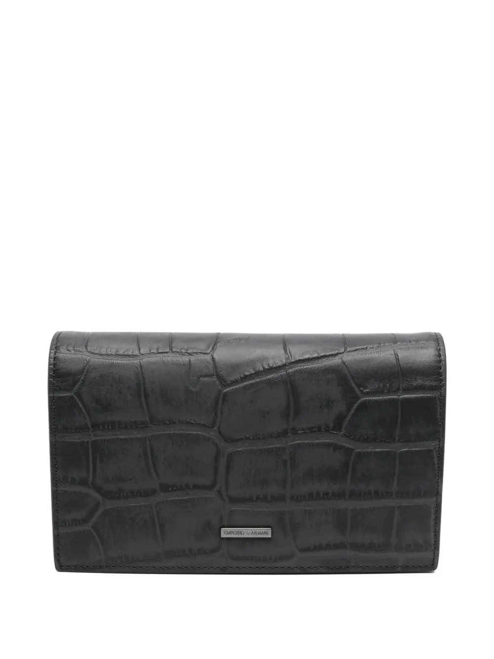 Emporio Armani crocodile-embossed leather clutch Zwart