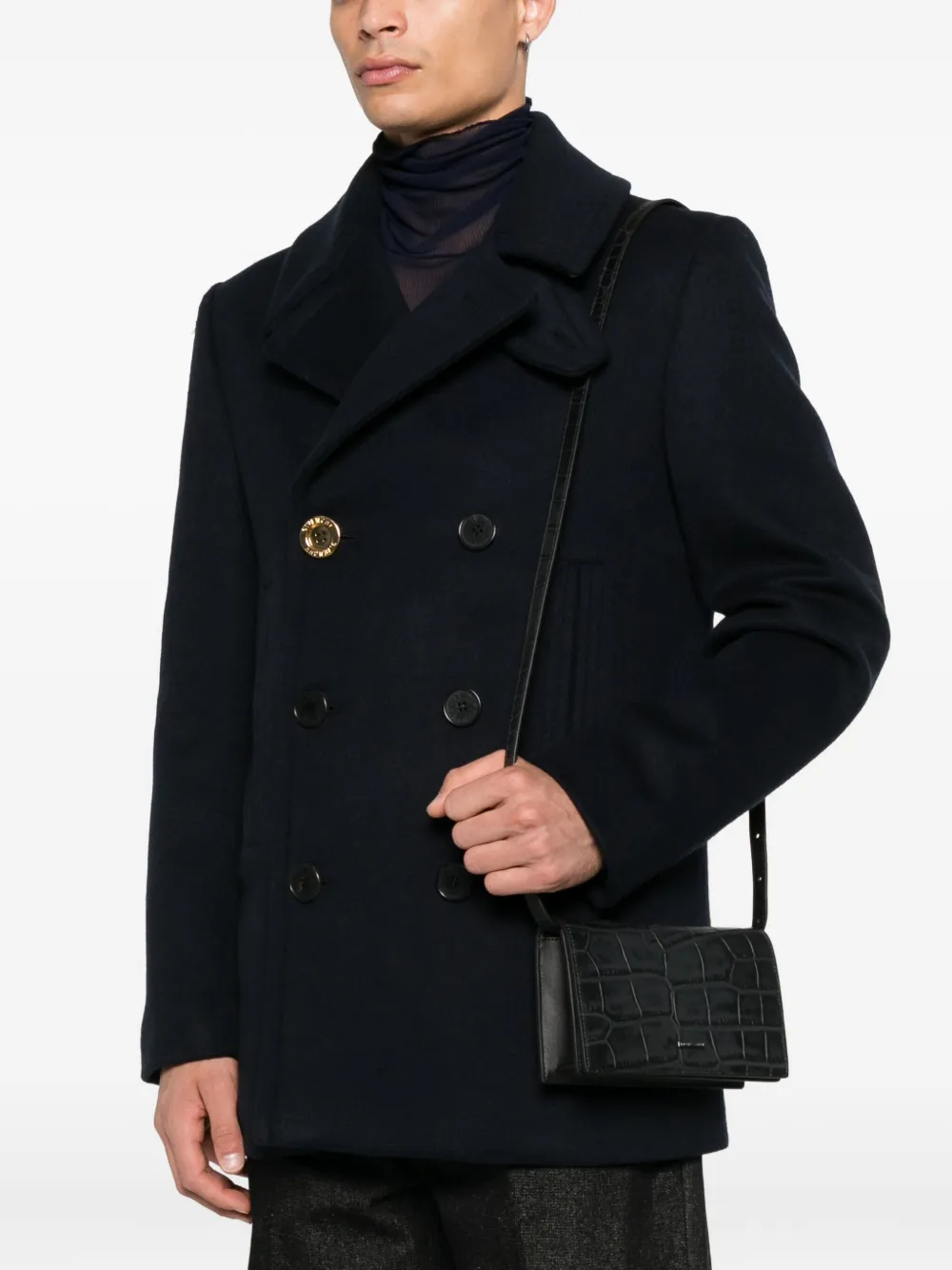 Emporio Armani crocodile-embossed leather clutch - Zwart