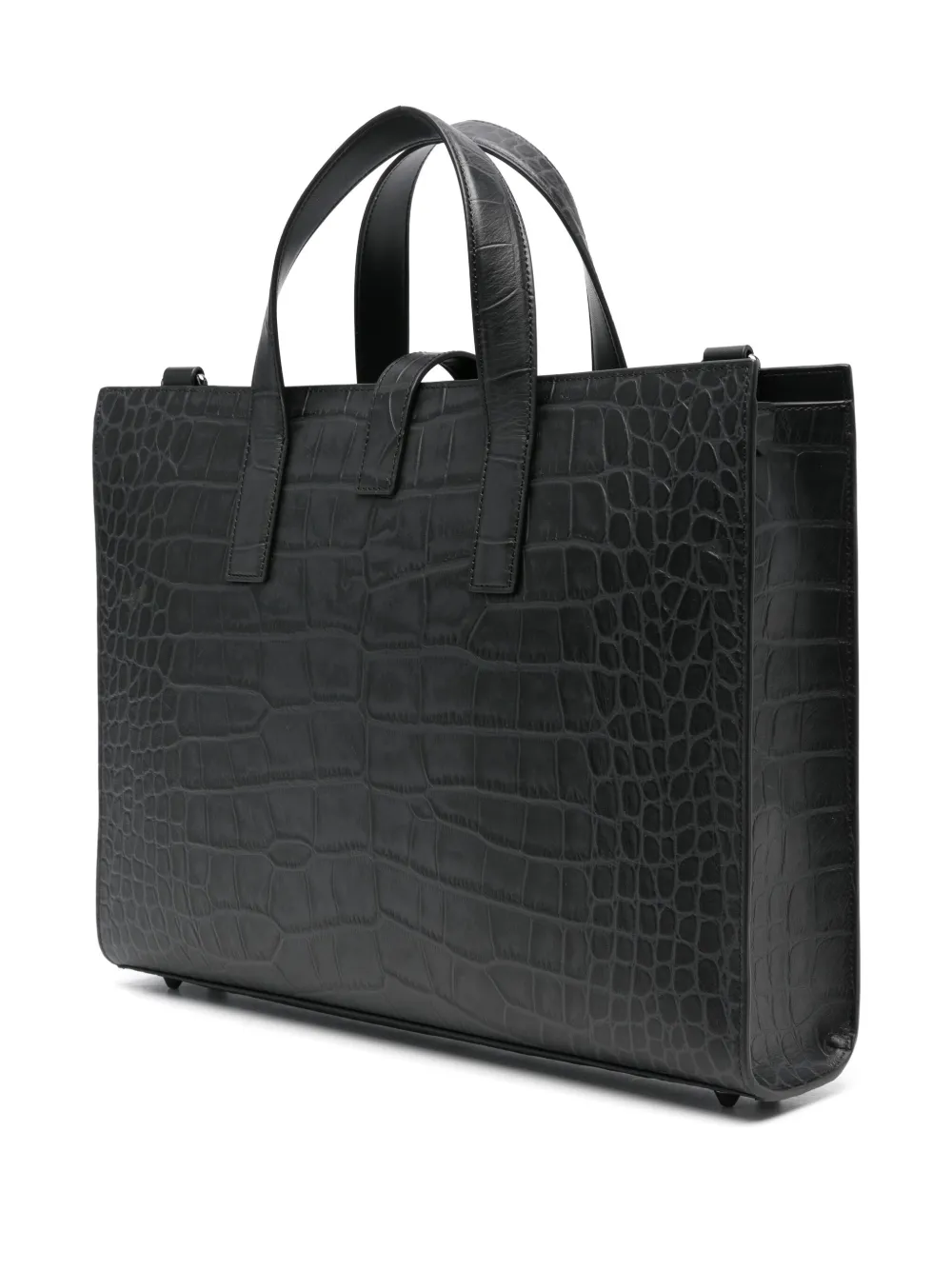 Emporio Armani crocodile-embossed buckle tote bag Zwart