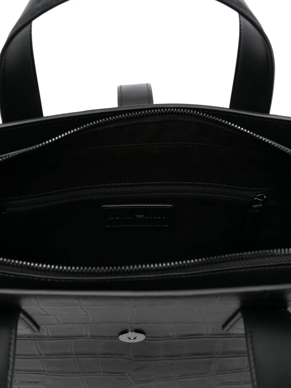 Emporio Armani crocodile-embossed buckle tote bag Zwart