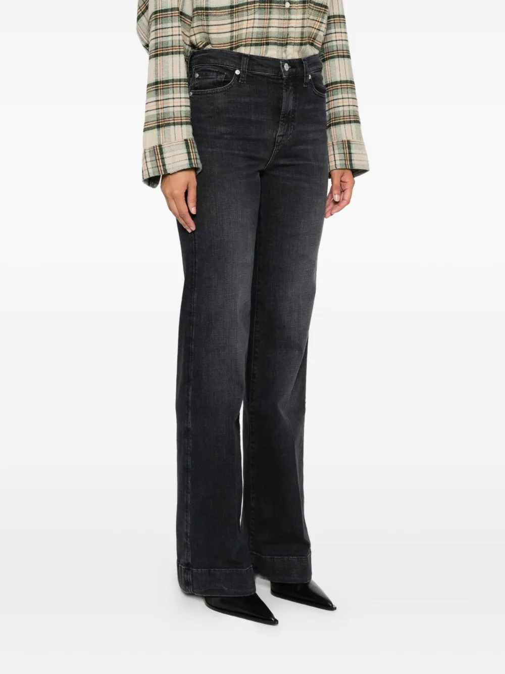 7 For All Mankind Flared Jeans In Black