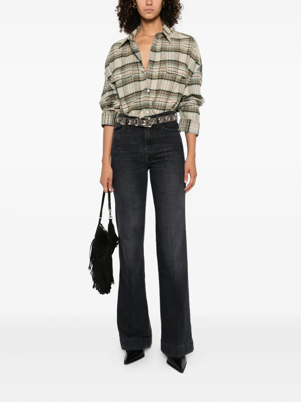 7 For All Mankind Flared Jeans In Black