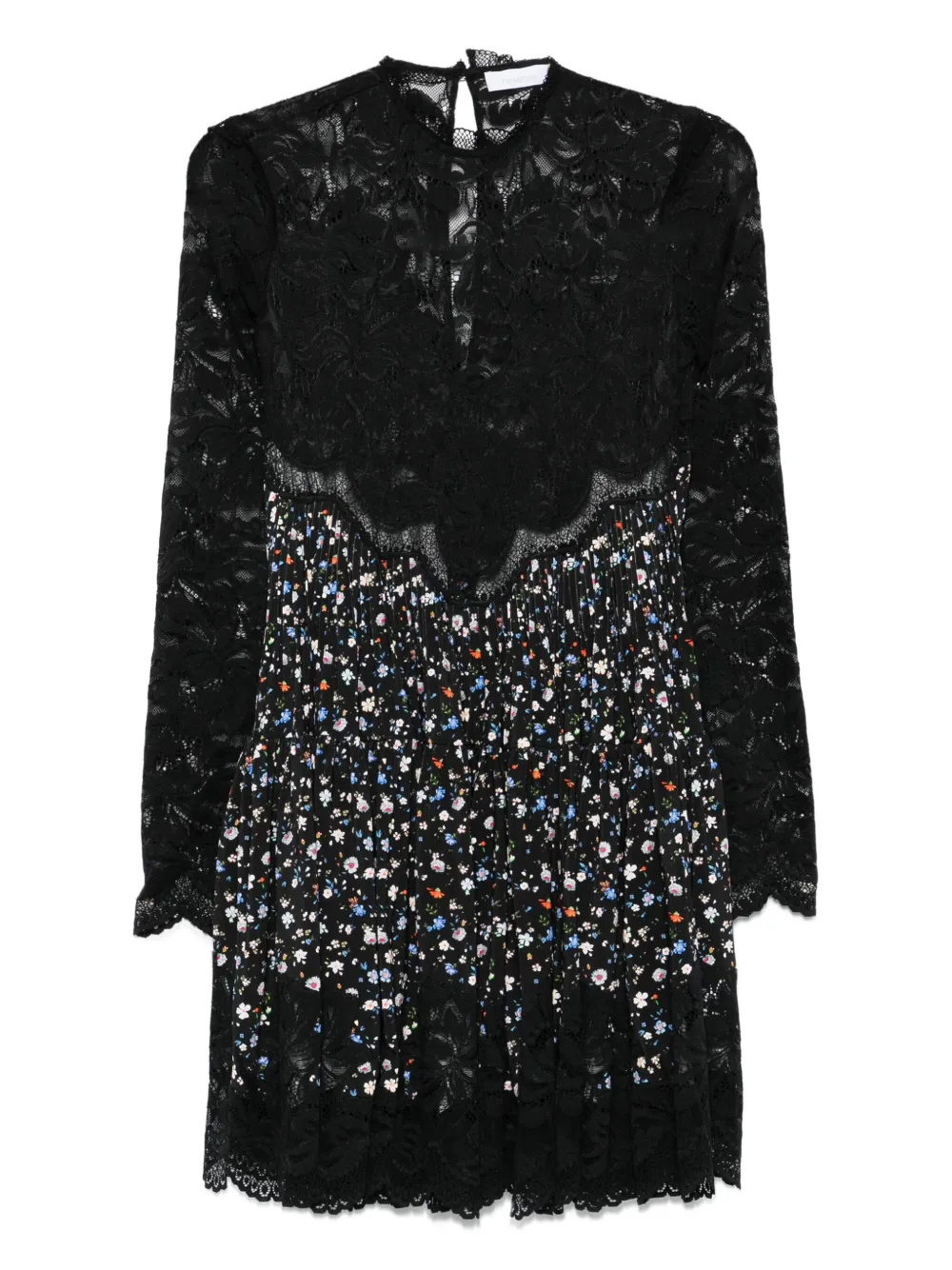 lace floral-print mini dress