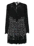 Rabanne lace floral-print mini dress - Black