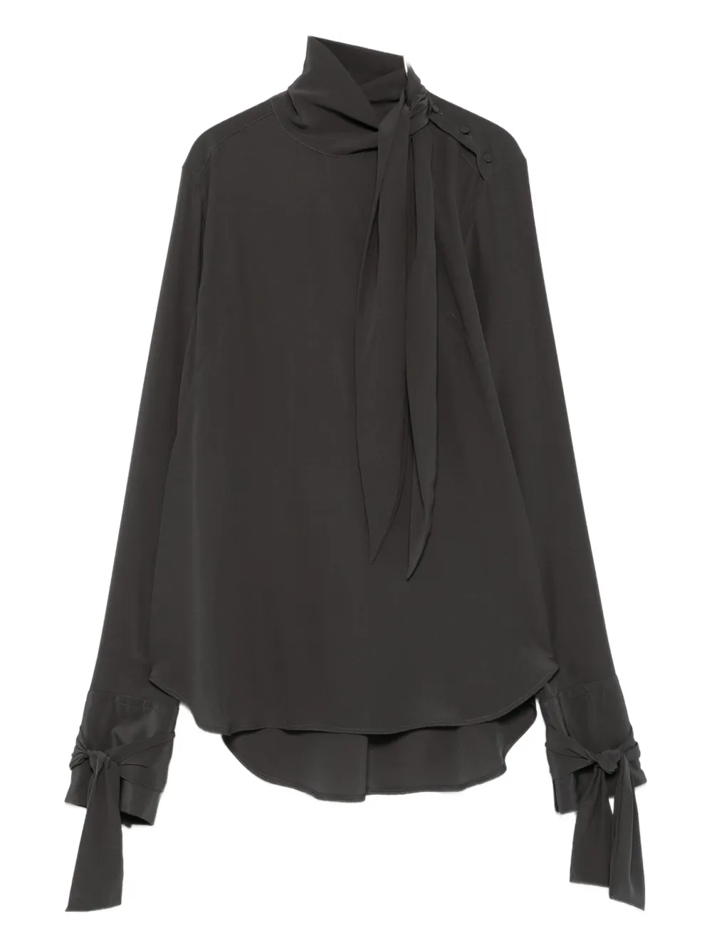Ermanno Scervino High Neck Silk Shirt In Gray