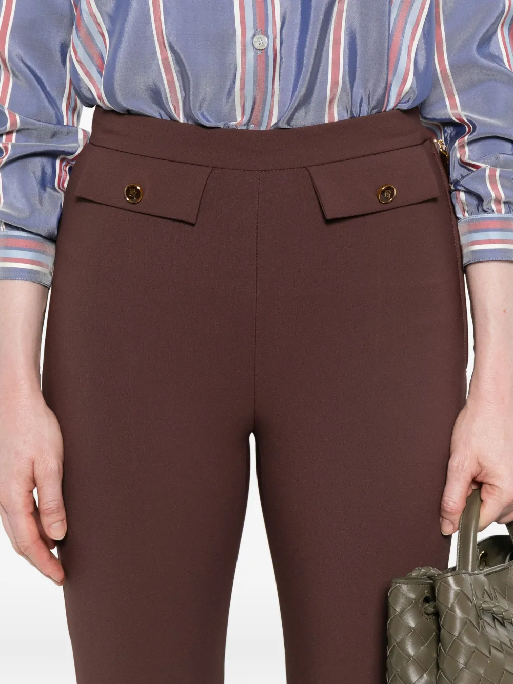 Elisabetta Franchi Broek met knoopdetails Bruin
