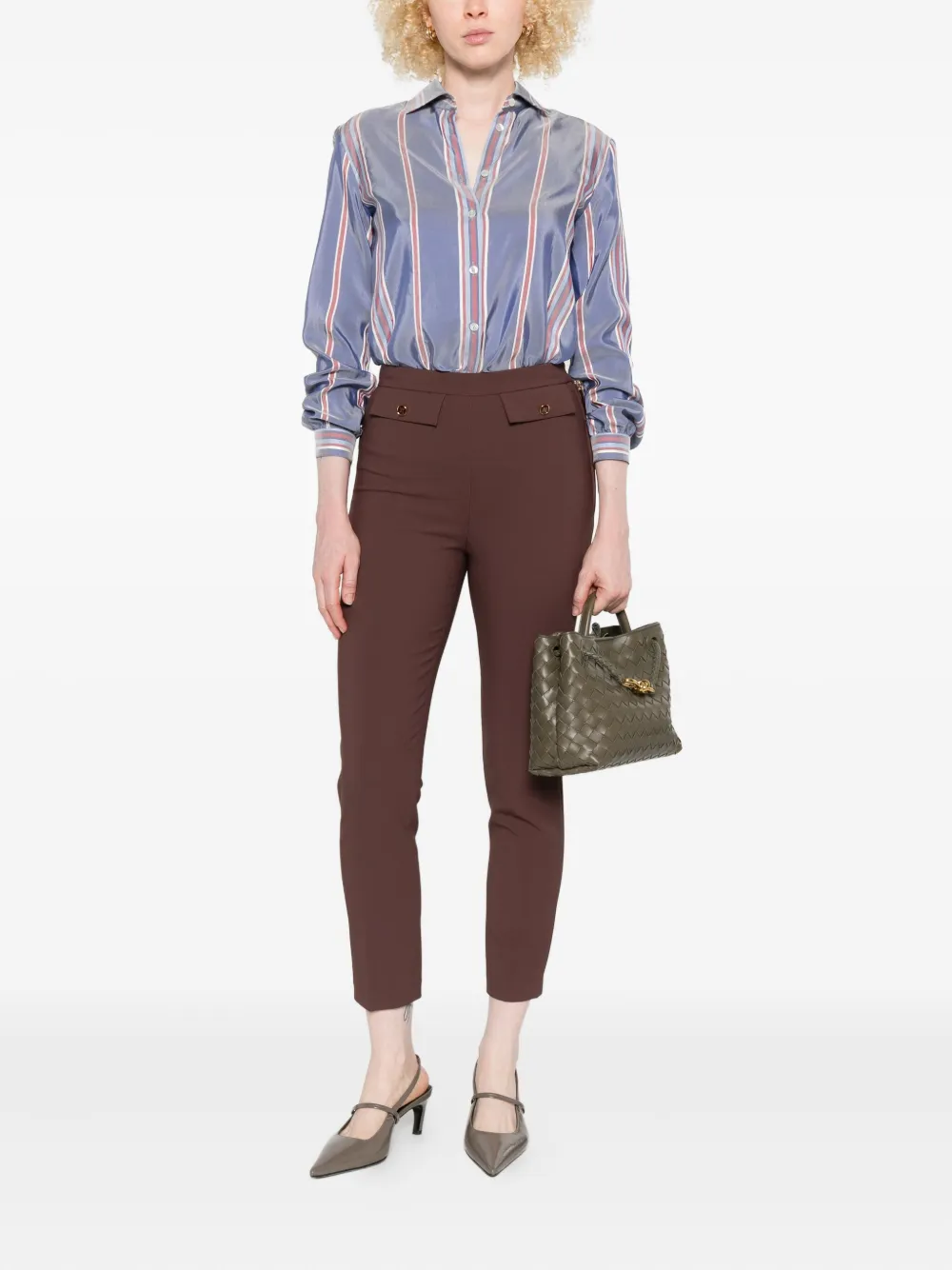 Elisabetta Franchi Broek met knoopdetails Bruin