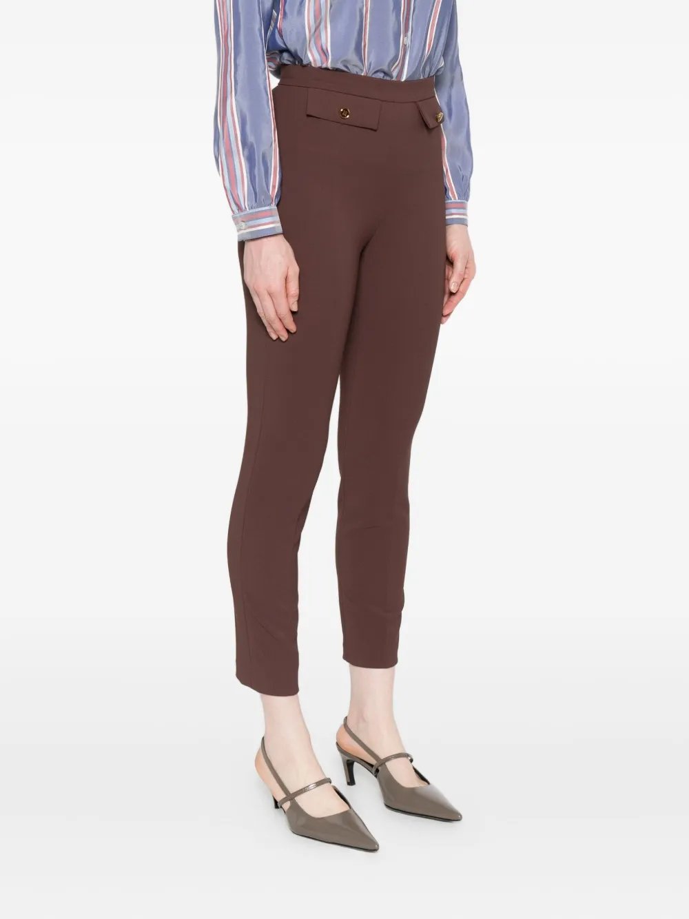 Elisabetta Franchi Broek met knoopdetails Bruin
