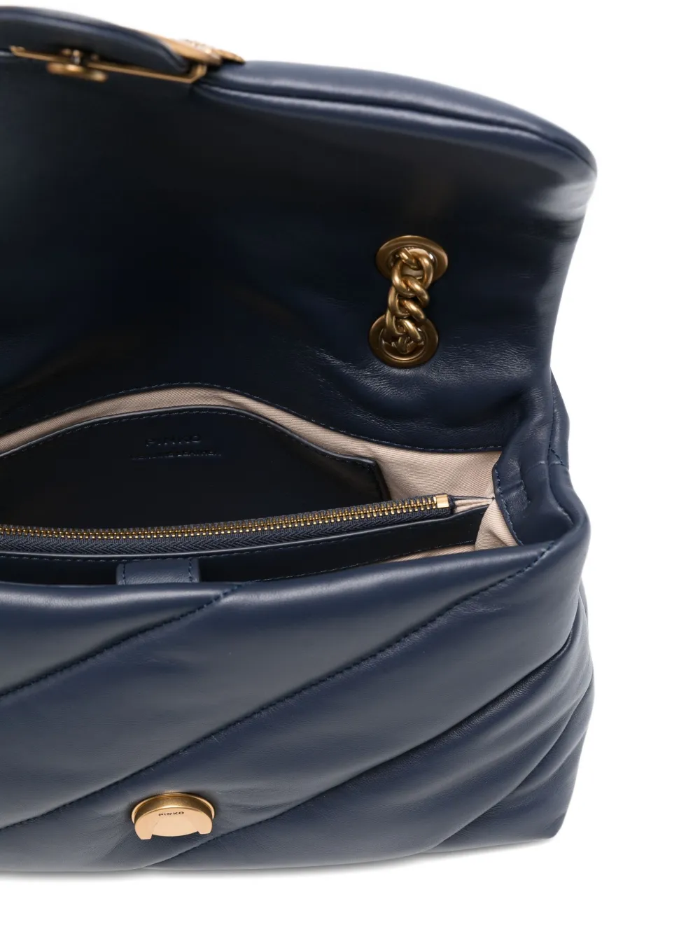 PINKO Classic Love Bag Puff Maxi Quilt bird-embellished shoulder bag Blauw