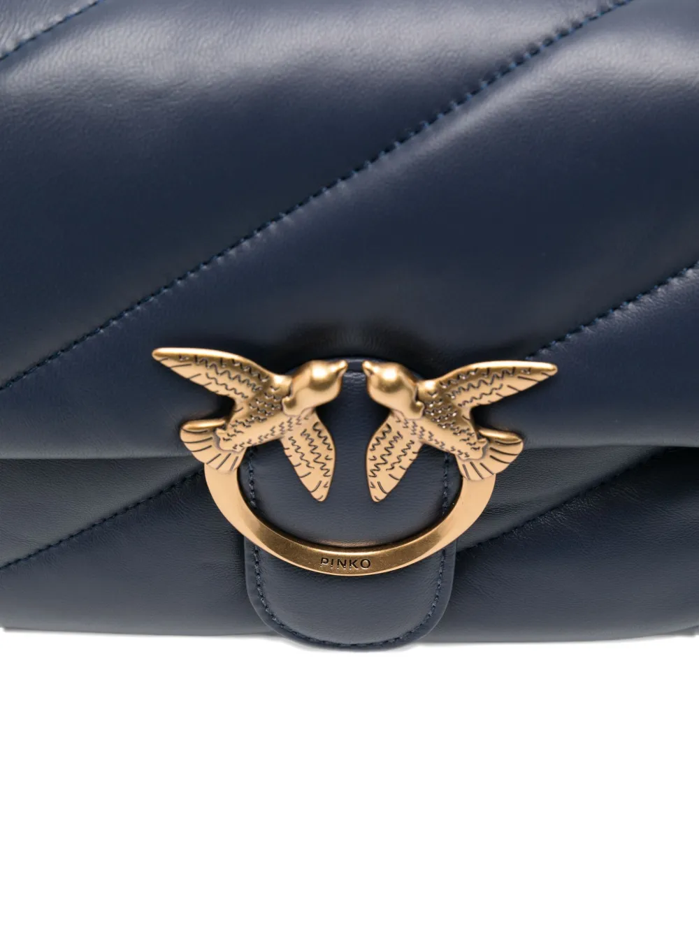 PINKO Classic Love Bag Puff Maxi Quilt bird-embellished shoulder bag Blauw