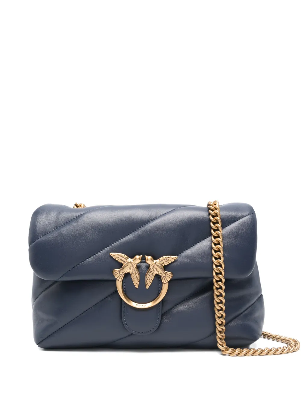 PINKO Classic Love Bag Puff Maxi Quilt bird-embellished shoulder bag Blauw