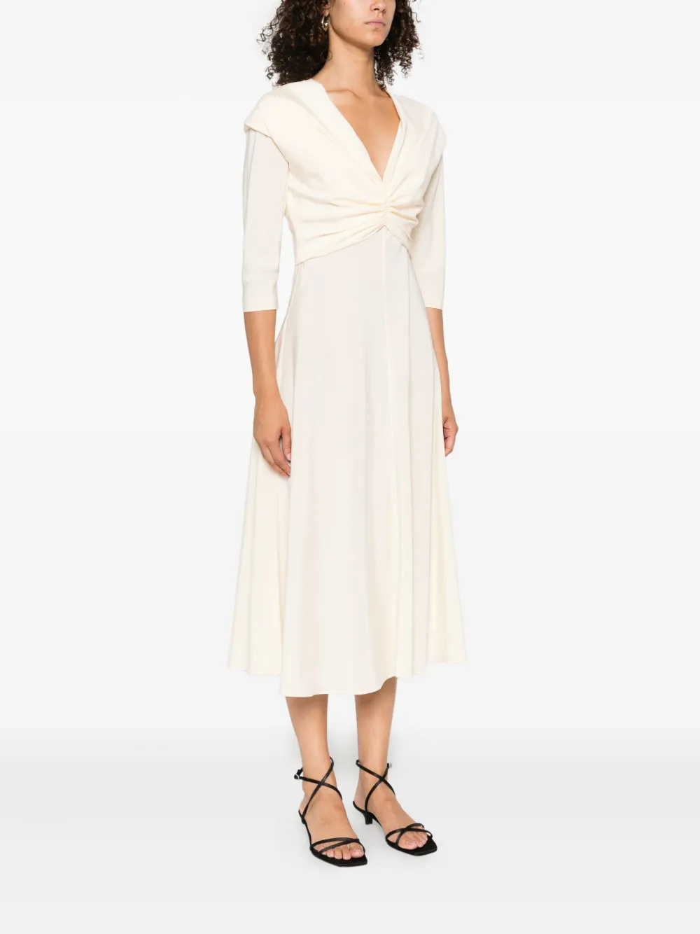 Alberta Ferretti Stretch-silk Midi Dress In Multi