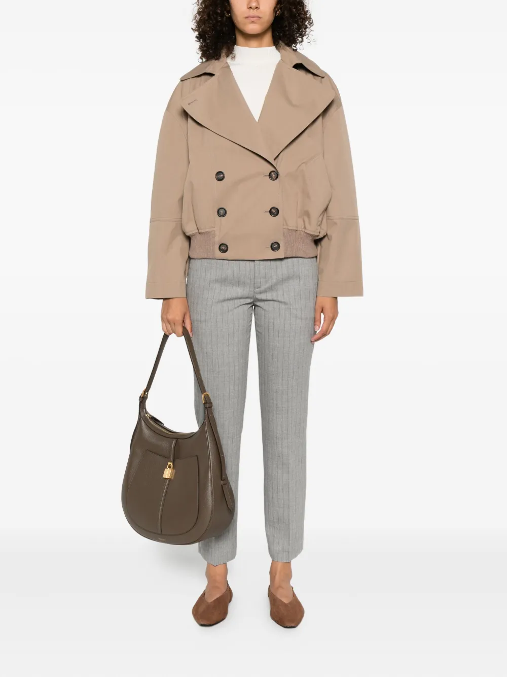 TWINSET Oval broek met T-logo Grijs