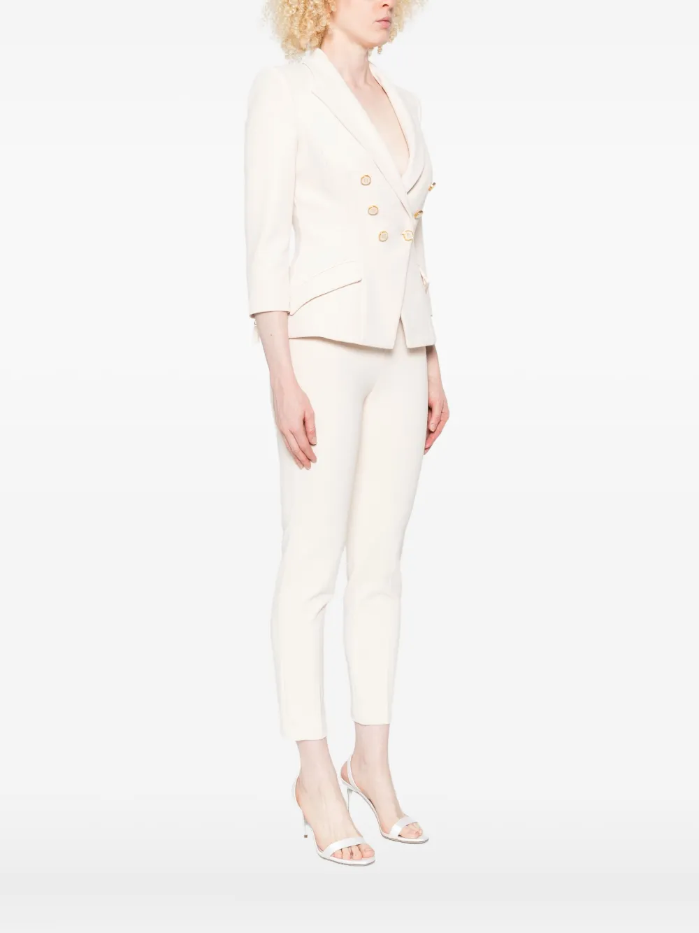 Elisabetta Franchi Double-breasted Blazer In Neutral