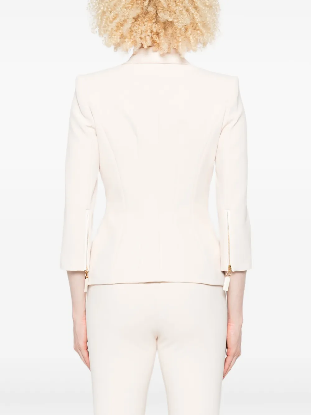 Elisabetta Franchi Blazer met dubbele rij knopen Beige