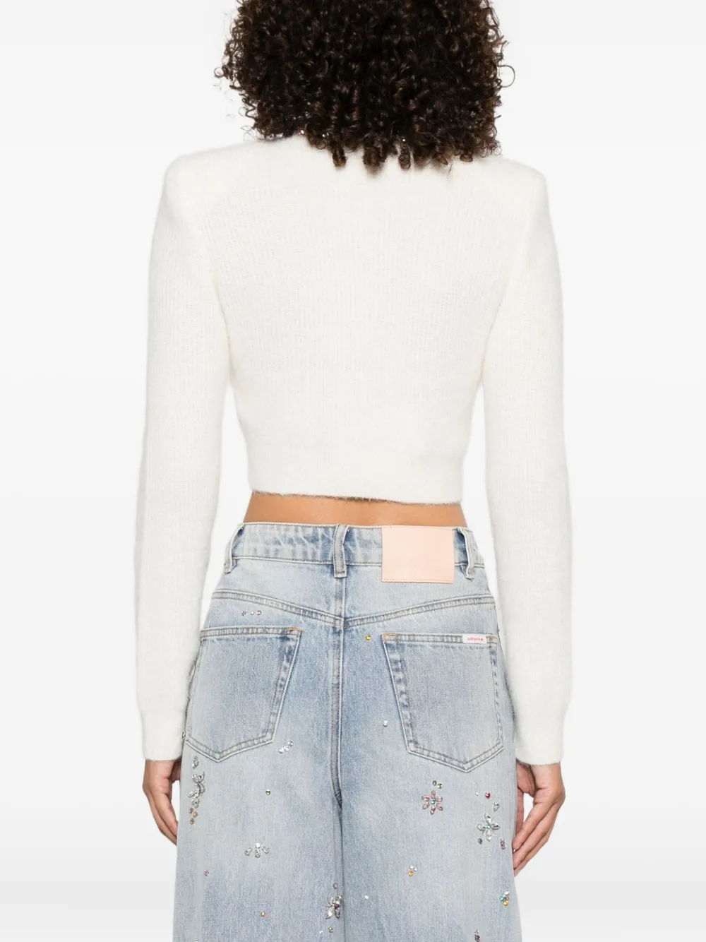 Self-portrait Buttons-embellished Cardigan In White