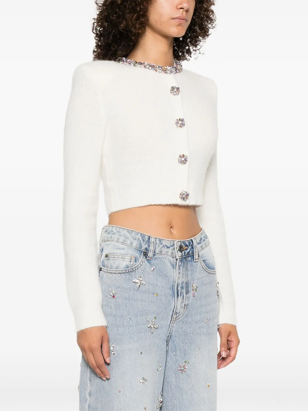 Self-Portrait Vest verfraaid met knopen Beige