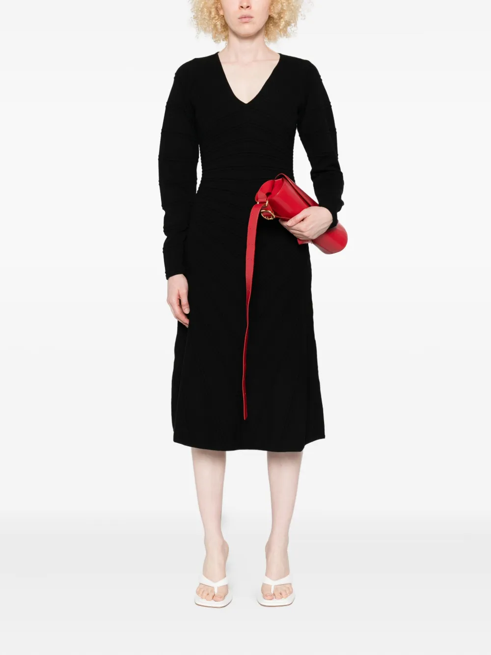 TWINSET Midi-jurk met V-hals Zwart