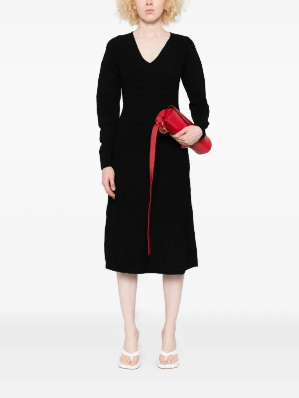 strapless open back dress V-Cut Ribbed Viscose Blend Straight Cut Midi Dress