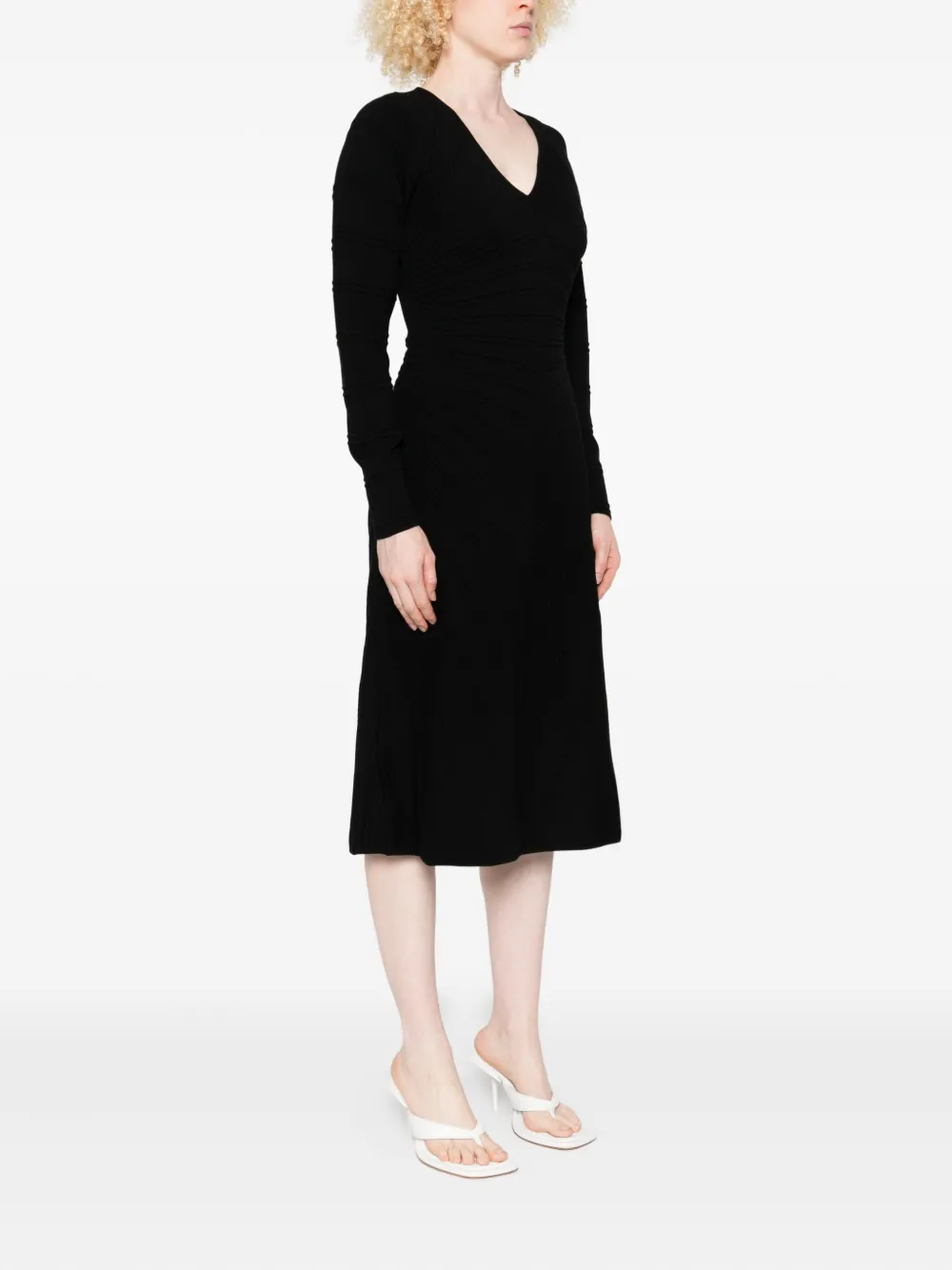 TWINSET Midi-jurk met V-hals Zwart