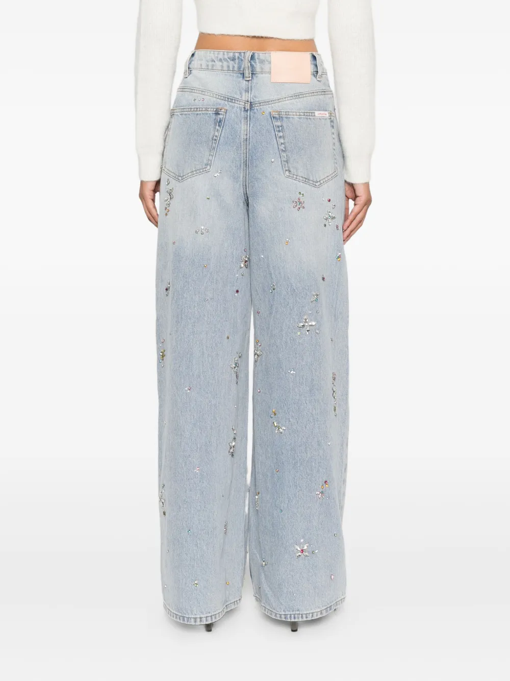 Self-Portrait Jeans verfraaid met kristallen Blauw