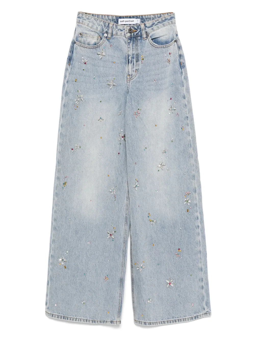 Self-Portrait crystal-embellished wide-leg jeans | Blue | Image 1