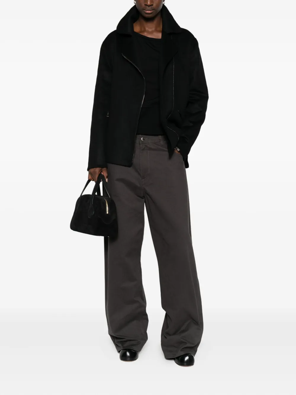 Malo Cashmere Biker Jacket In Black