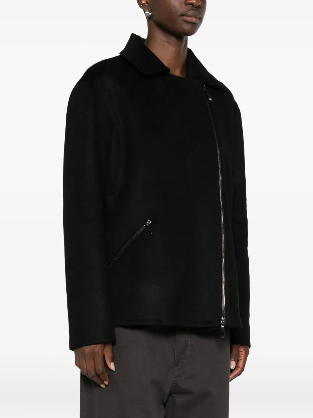 Malo Cashmere Biker Jacket In Black