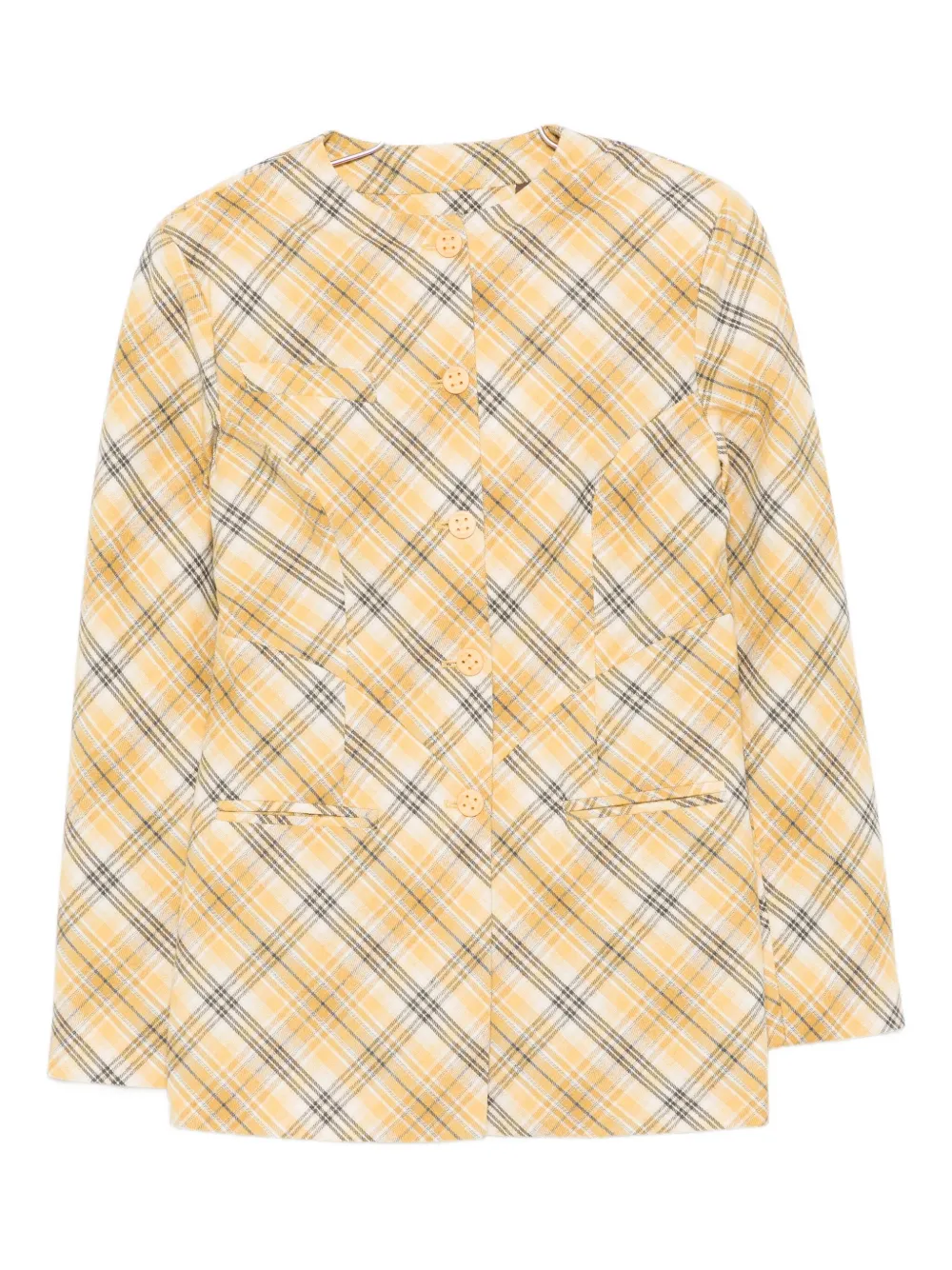 House Of Sunny Plaid-pattern Blazer In Neutral