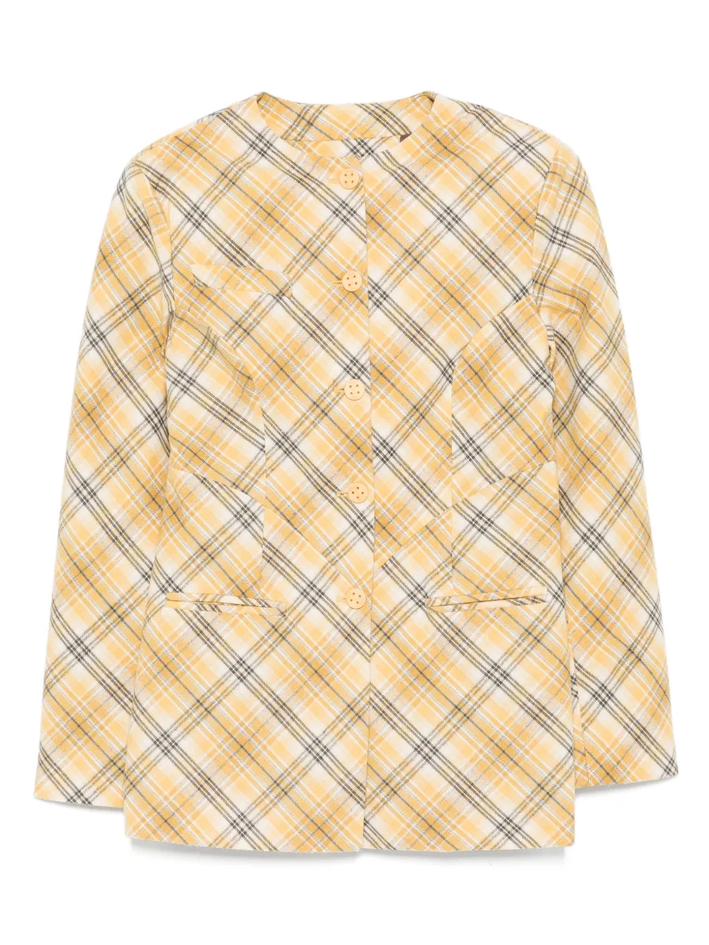 plaid-pattern blazer