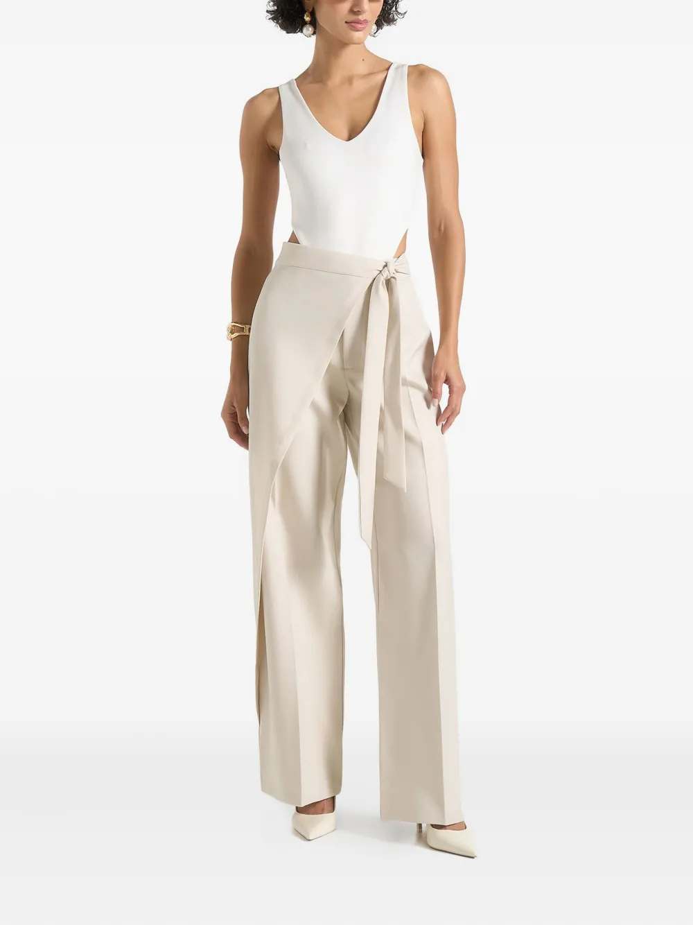 Manière De Voir Noah Plunge-neck High-leg Bodysuit In White