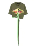 Ottolinger graphic-print tie-front T-shirt - Green